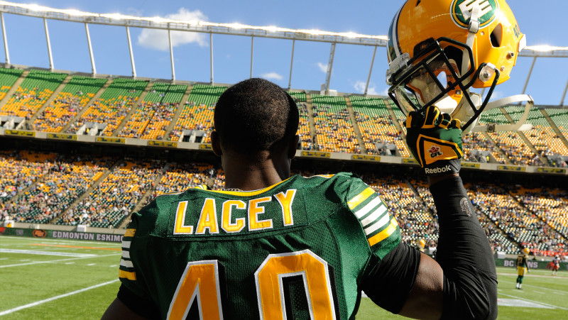 Lacey returns to Edmonton for a second run with the Double E. The linebacker was part of Edmonton's 2015 Grey Cup championship team. Photo credit: Edmonton Elks.