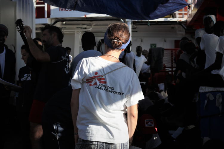 MSF Medical Team Leader Stefanie Hofstetter on the deck of Ocean Viking.
Copyright: Hannah Wallace Bowman/MSF