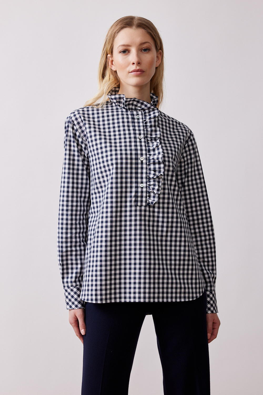 Mardi editions - SS23 - Blouse Clara Coton Vichy bleu marine (155€) (2)