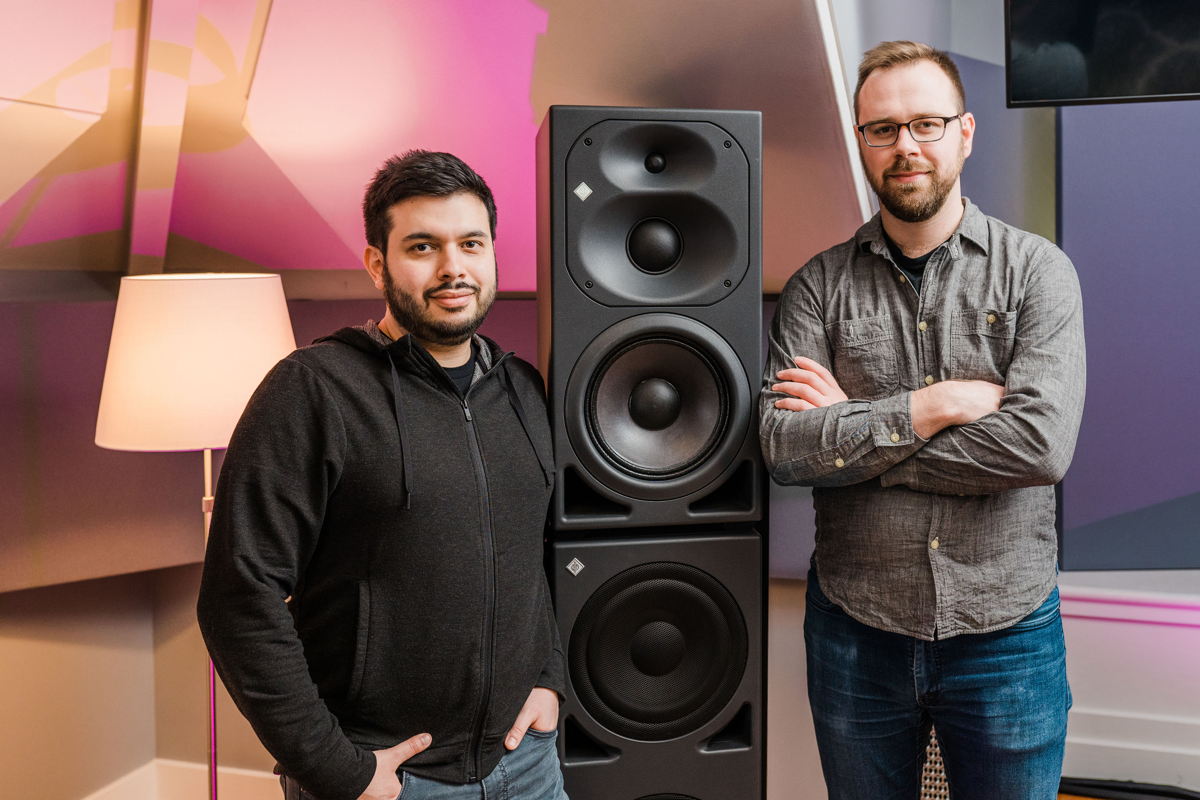 Mike Monseur (left) and Webster Tileston (right) in front of a Neumann KH 420/KH 870 combination