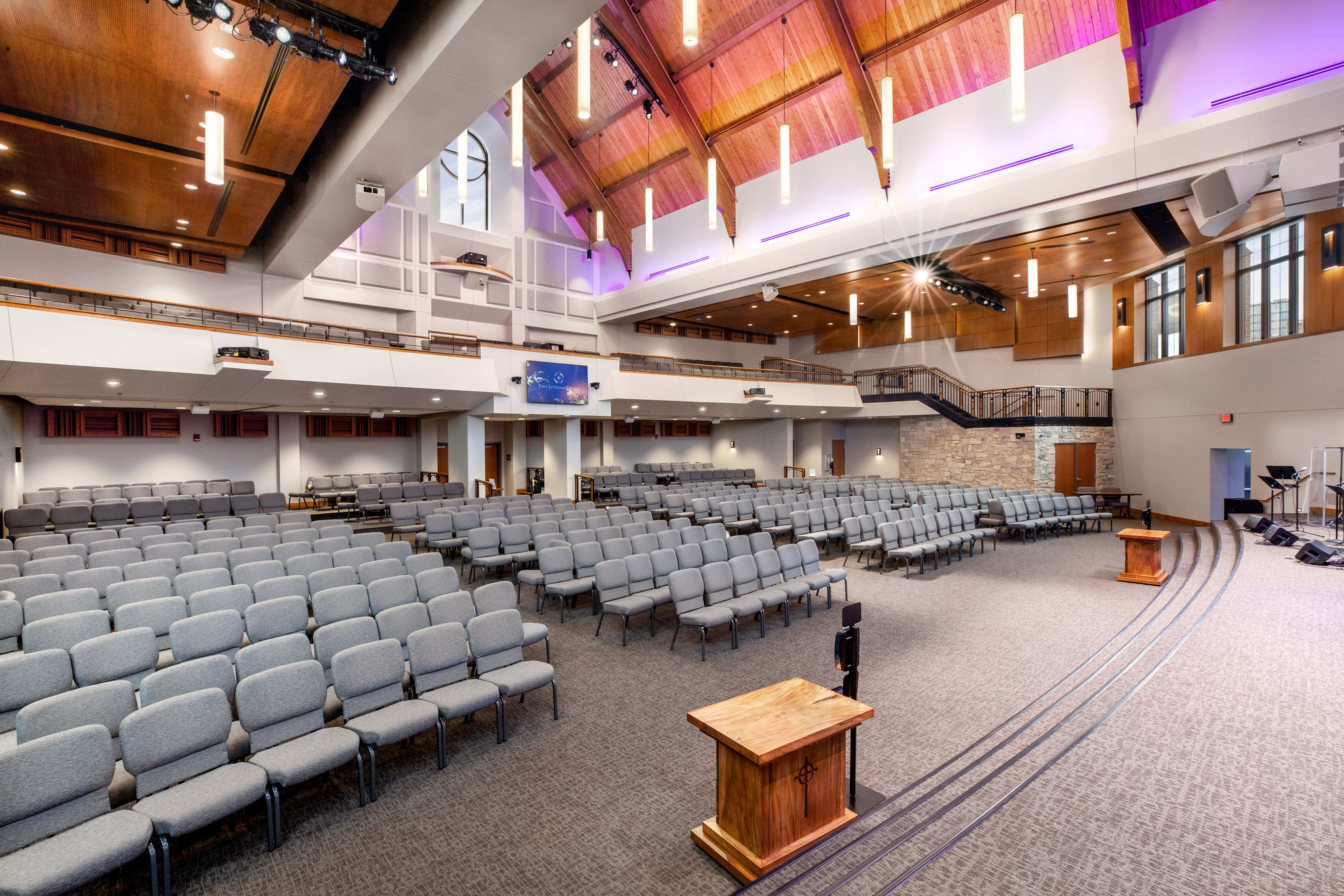 First Lutheran Church Worship Center from stage to rear