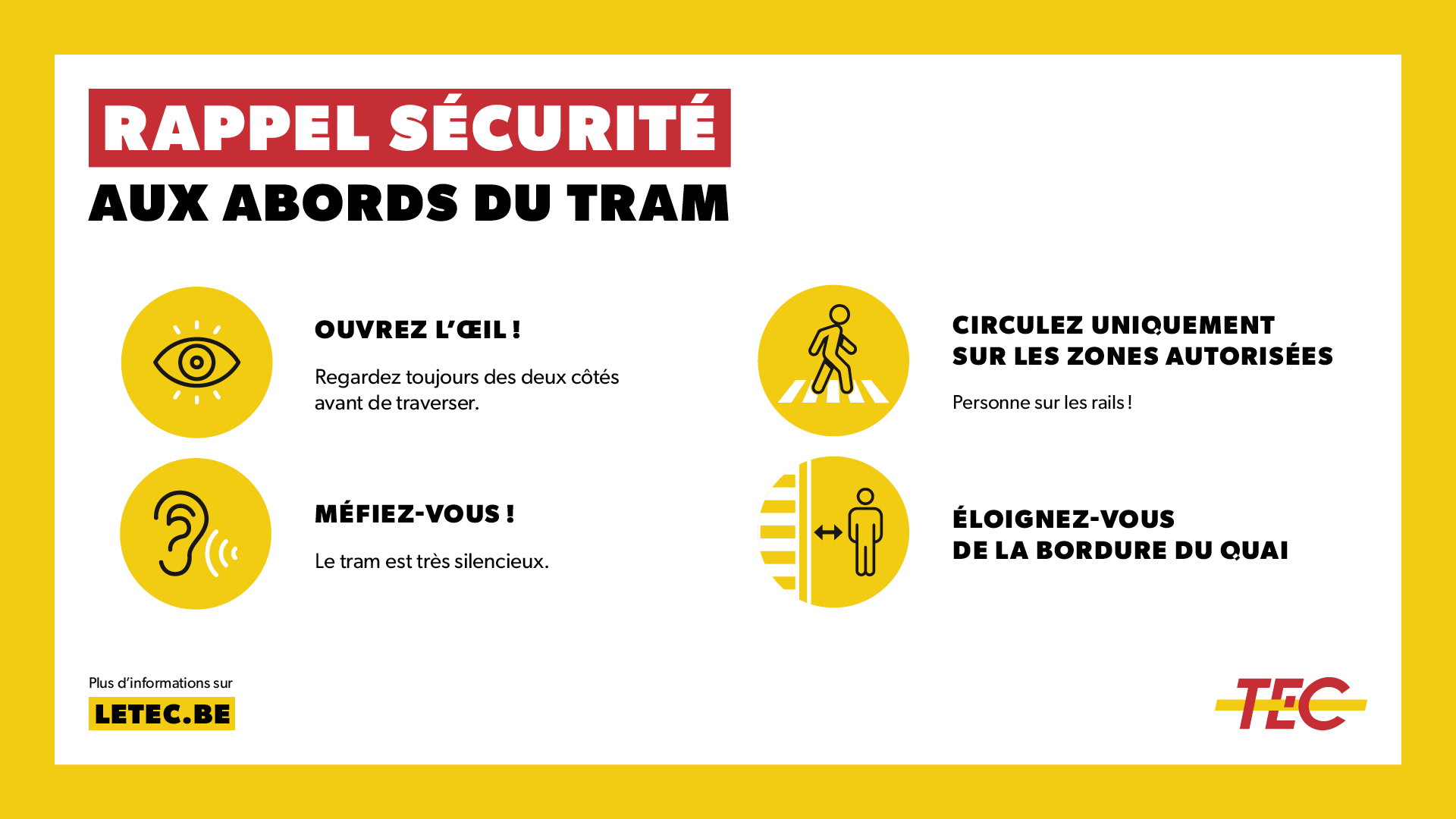 Tram de Liège : Rappel des consignes de sécurité
