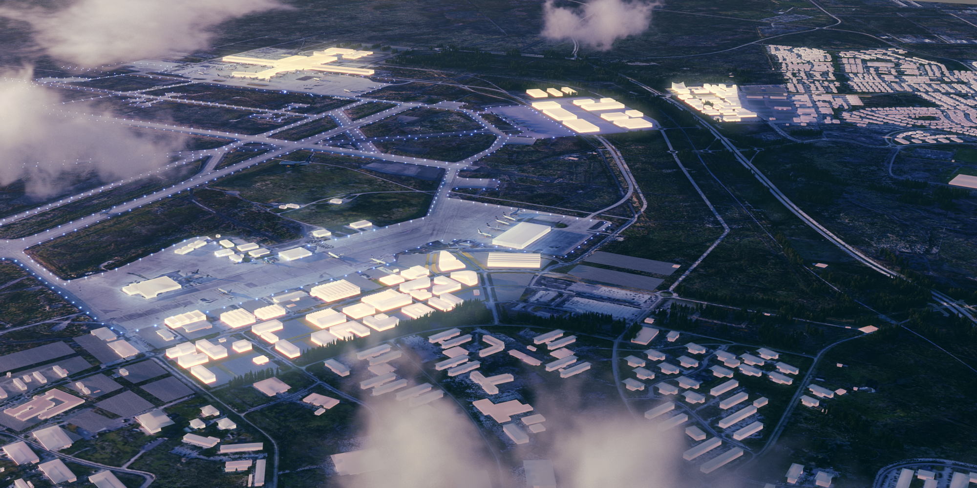 Keflavik Airport Area_Team KCAP_©KCAP_Northwest view of the Eco-Tech Park at Ásbrú Airside