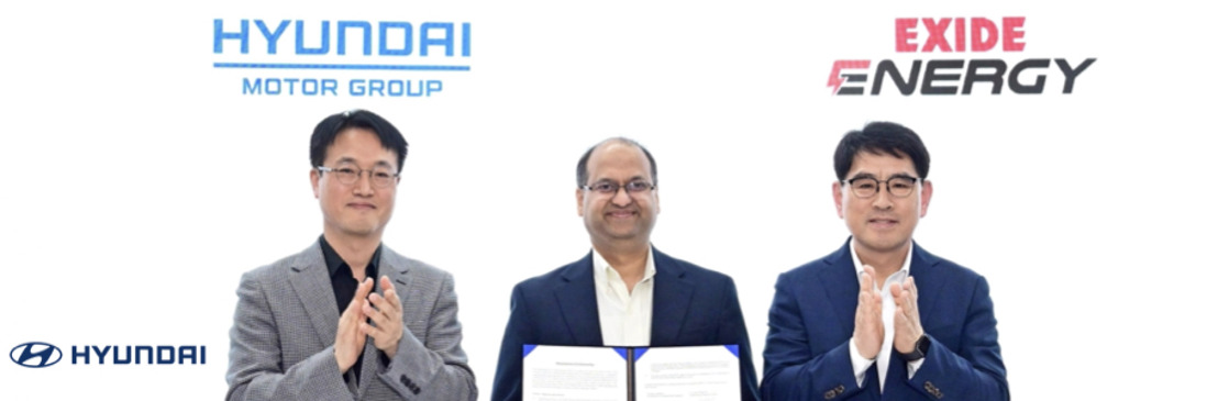 Hyundai Motor establece una asociación estratégica con Exide Energy para la localización de baterías de vehículos eléctricos en India