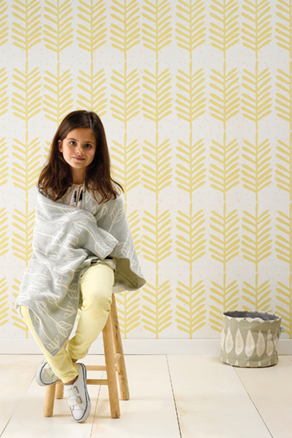 Collectie: Eco Behang - ref. RB152 Feathers (kleur: geel)