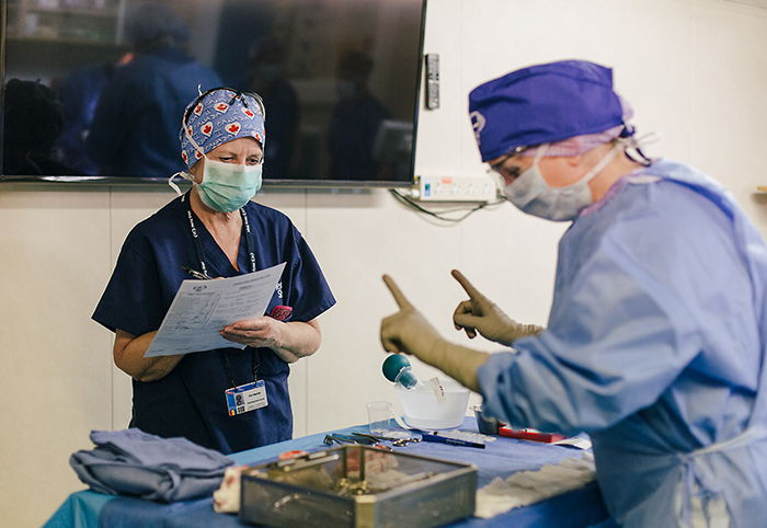 Kim Marlatt, an OR Nurse from Ontario, assists onboard the Africa Mercy.