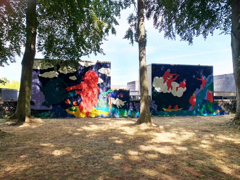 Kleurrijke street-art in park Heuvelhof