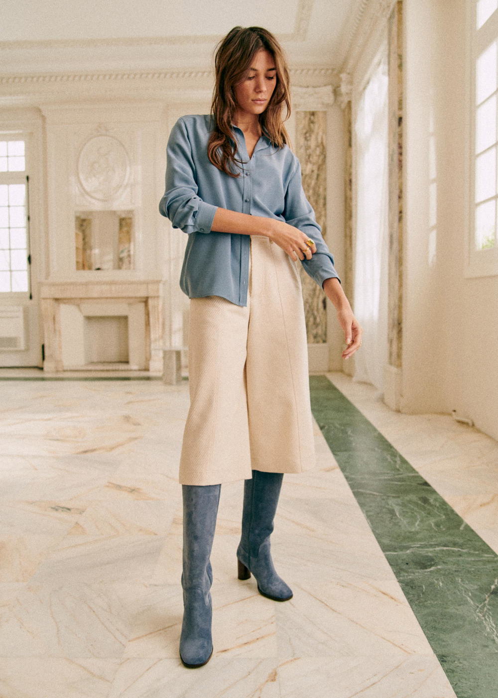 Sézane - Collection Anniversaire -Bottes HIGH TEDDY Denim