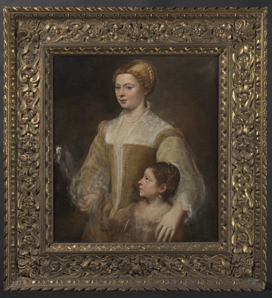 Titian (Tiziano Vecellio), 'Portrait of a Lady and Her Daughter’ ca. 1550, oil on canvas, 88.3 x 80.6 cm, image: KIK-IRPA