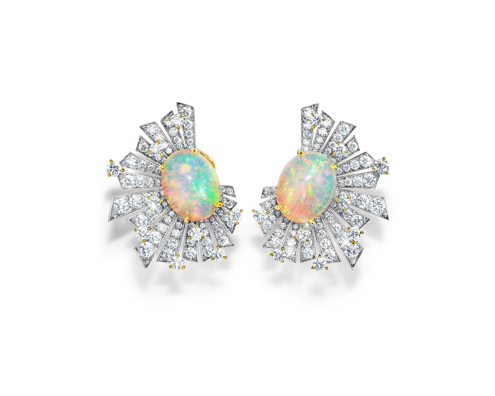 Tiffany & Co. - Star Burst Crystal Opal Earrings