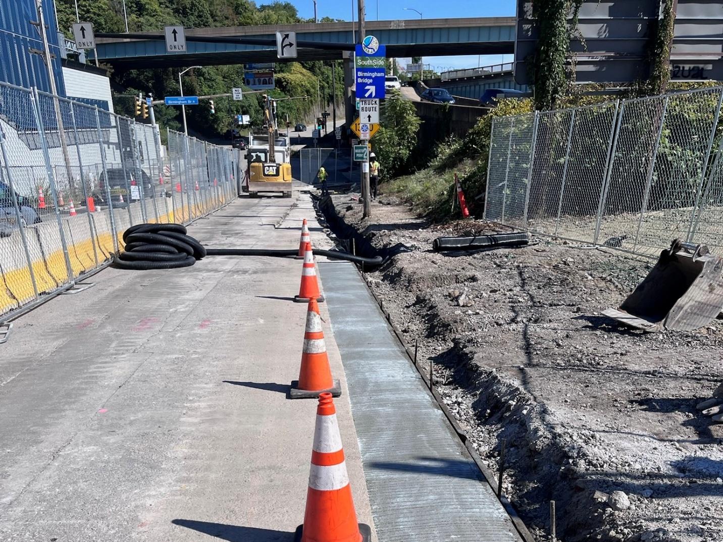 New construction zone on Forbes Avenue between Jumonville and Brady streets
