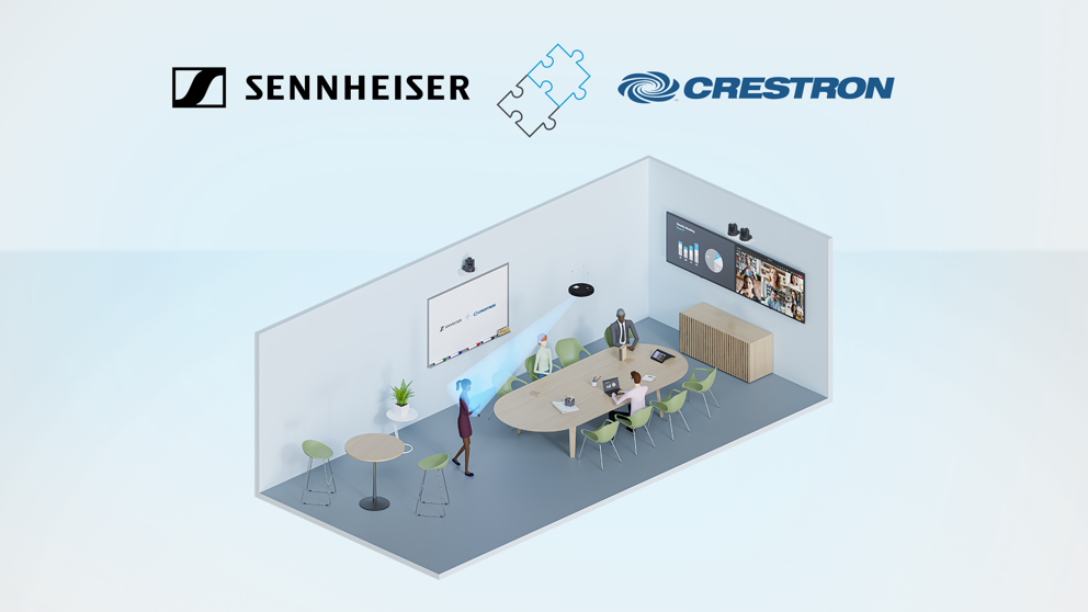 Sennheisers TeamConnect Ceiling Medium understøttes nu af Crestron Automate VX