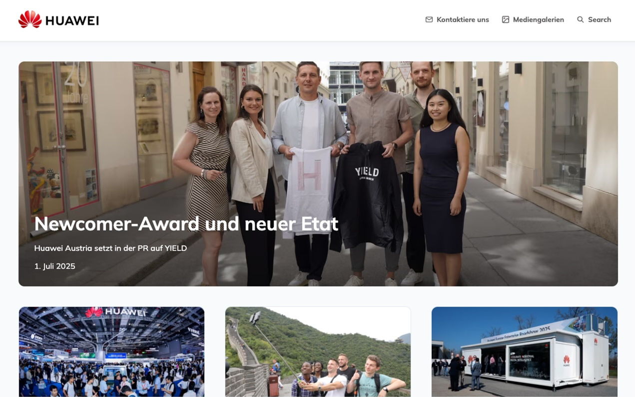 Yield.at runs Huawei's newsroom for the Austrian market