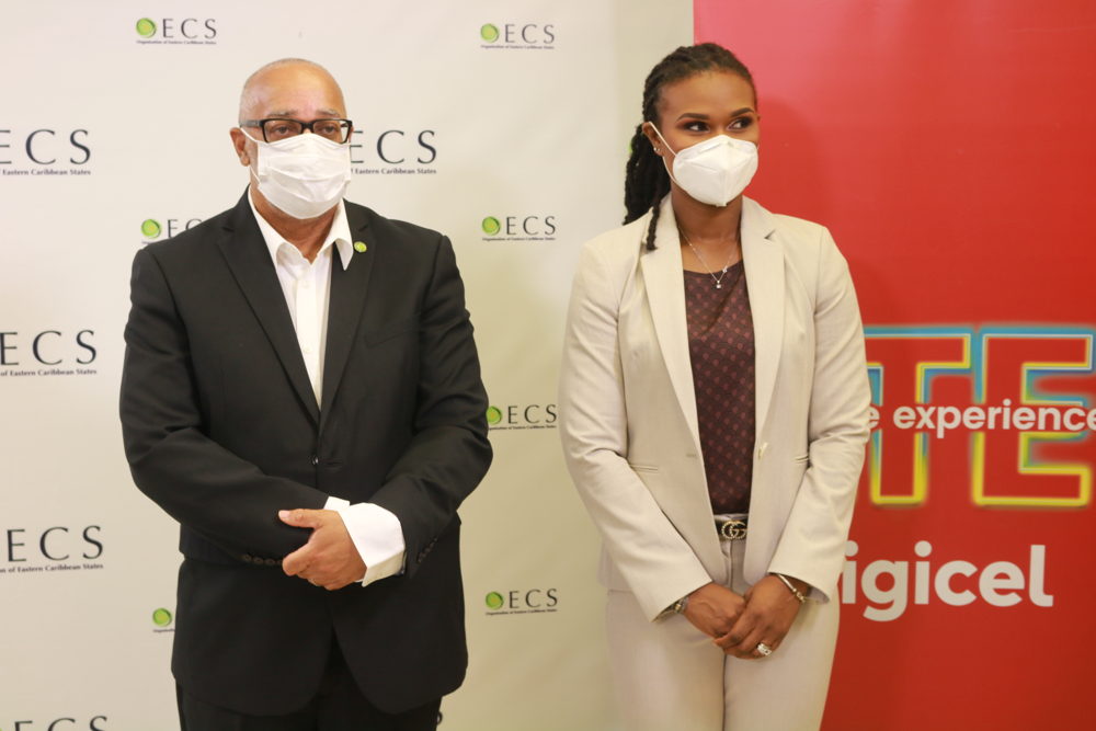 Dr. Didacus Jules (Director General -Organisation of Eastern Caribbean States); Siobhan James-Alexander (CEO - Digicel Saint Lucia)