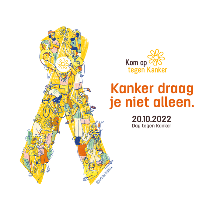 Avec DDB et Kom op tegen Kanker (l'équivalent flamand de la Fondation contre le Cancer), une vague jaune de solidarité déferle sur la Flandre