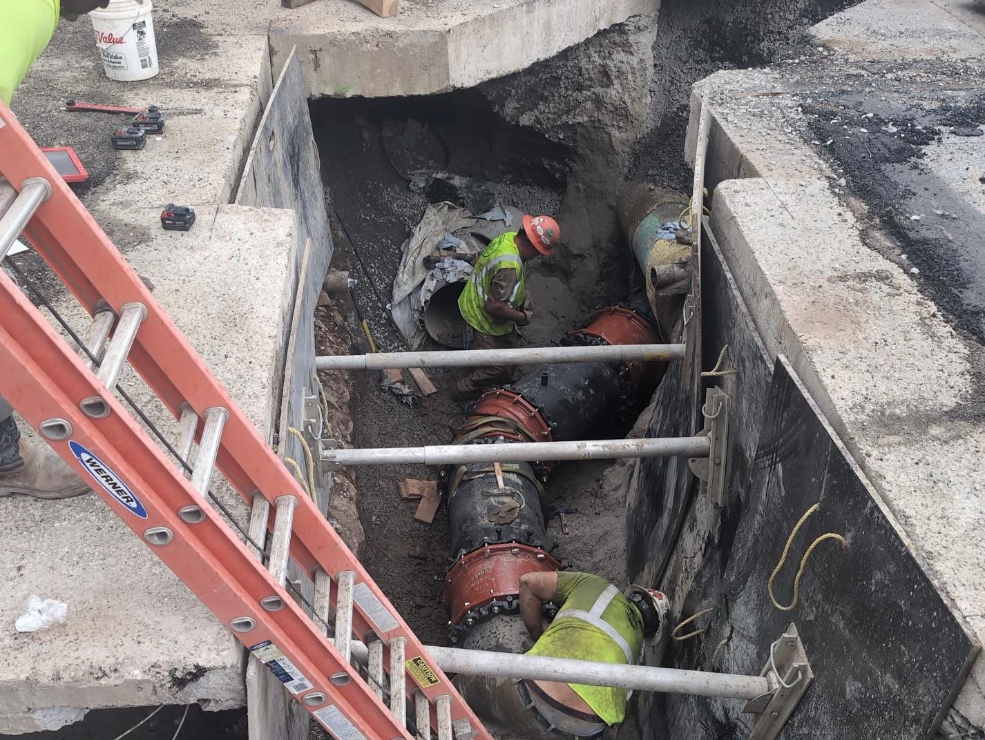 20-inch waterline recently installed at Forbes Avenue and Pride Street in Uptown 20-inch waterline recently installed at Forbes Avenue and Pride Street in Uptown