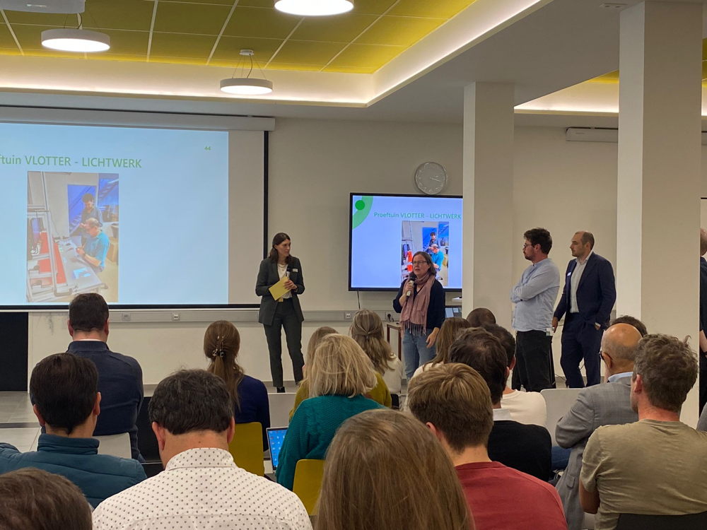 Voorstelling van het onderzoeksproject tijdens het event op Technologiecampus Gent (Odisee-hogeschool).
