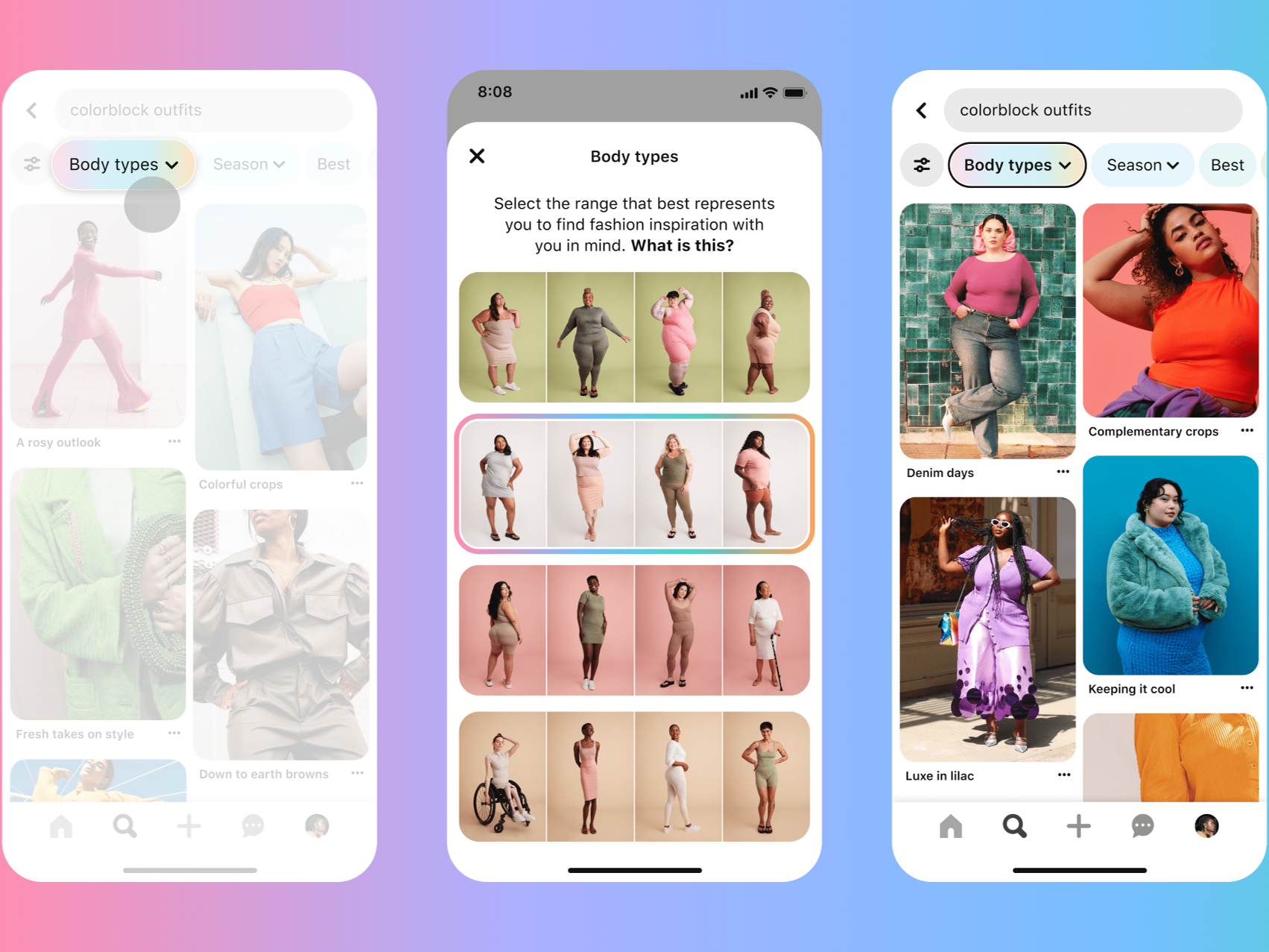 La nueva gama de tipos de cuerpo de Pinterest brinda resultados de búsqueda mejores y más inclusivos