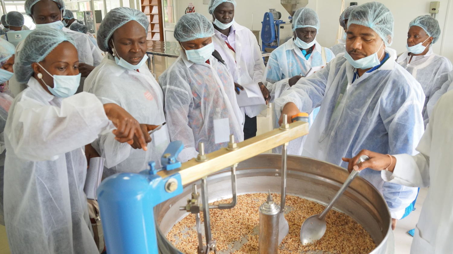 Participants getting hands-on training at the incubation center