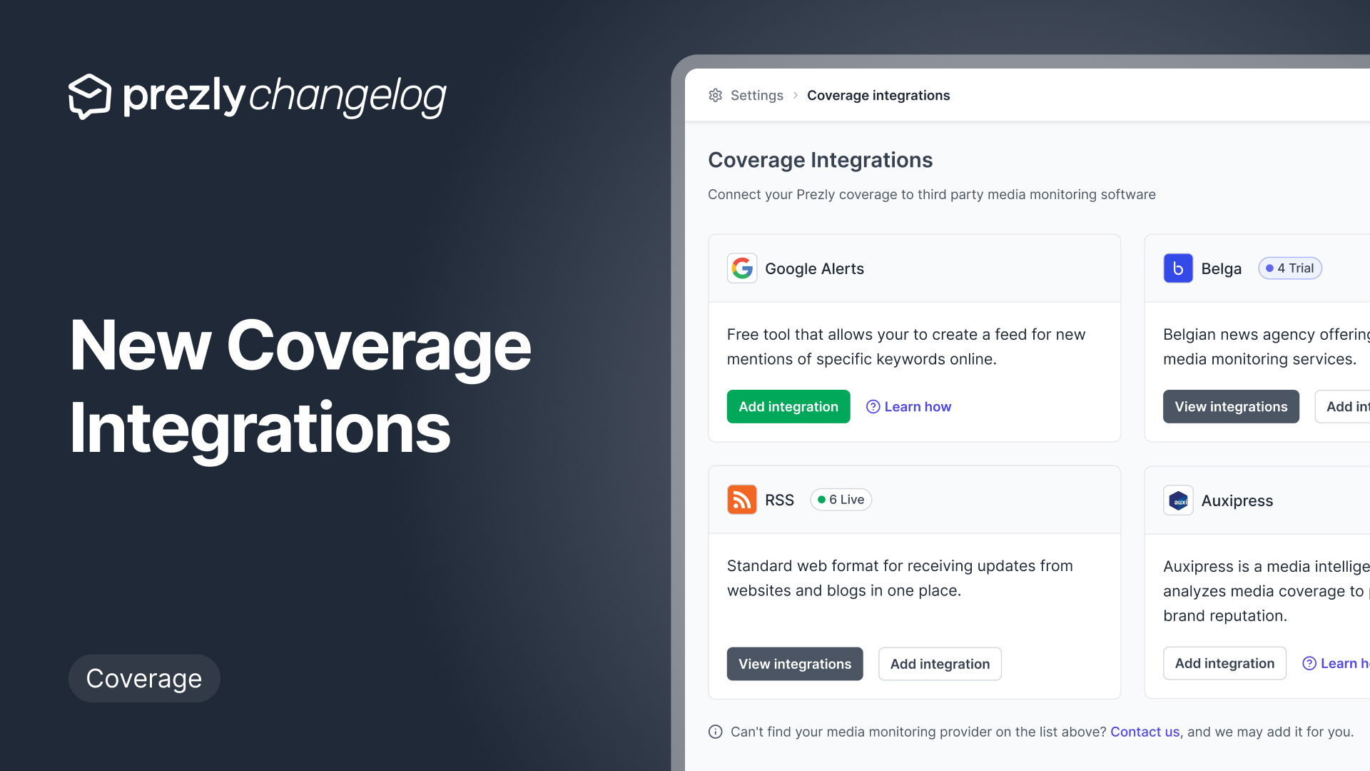 Connect your coverage provider to Prezly