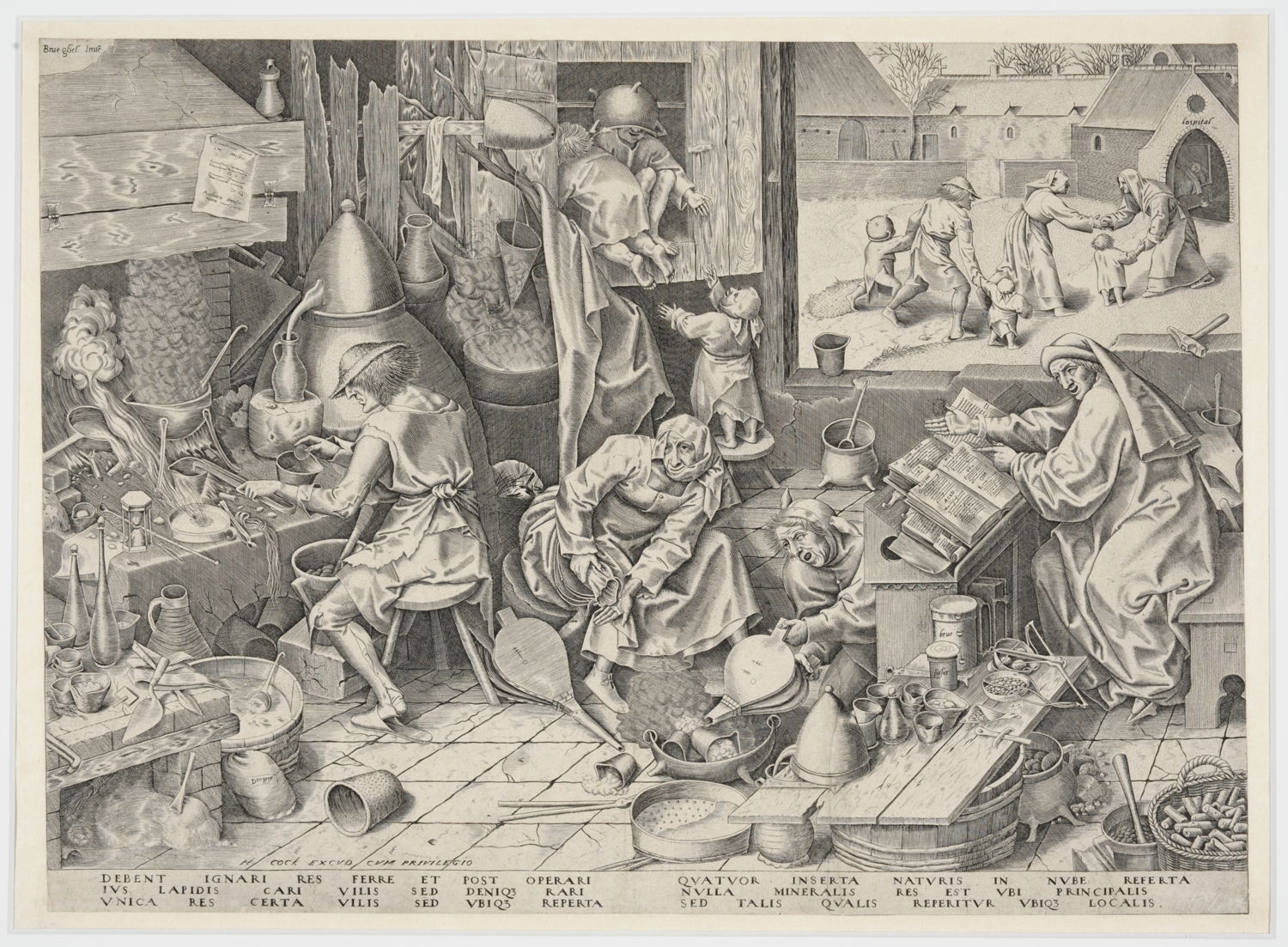 Philips Galle d’après Pieter Bruegel l'Ancien, L'alchimiste, 1558 © KBR