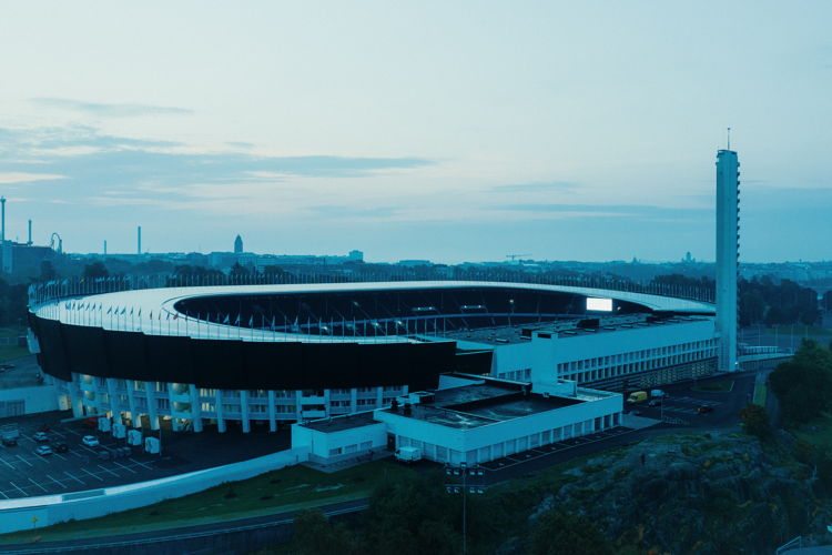 Olympic Stadium Exterior, K2S Architects + Architects NRT (Image Credit: Jussi Hellsten) | www.helsinkipartners.com