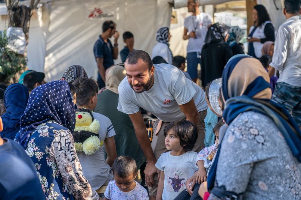 A general view of MSF's waiting area in our pediatric clinic outside the camp of Moria in Greece where MSF sees an average of 100 children and pregnant women every day. Photographer: Anna Pantelia/MSF | Location: Moria Camp (Lesbos) | Date: 24/09/2018 A general view of MSF's waiting area in our pediatric clinic outside the camp of Moria in Greece where MSF sees an average of 100 children and pregnant women every day. Photographer: Anna Pantelia/MSF | Location: Moria Camp (Lesbos) | Date: 24/09/2018