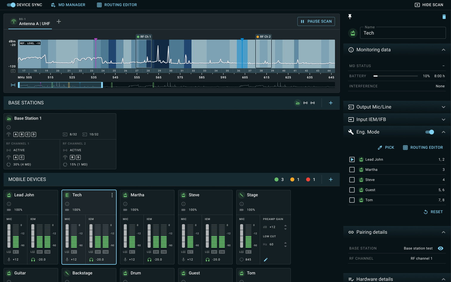 Aperçu du Mode Engineer de Spectera dans LinkDesk. Ce mode sera disponible à partir de janvier 2026