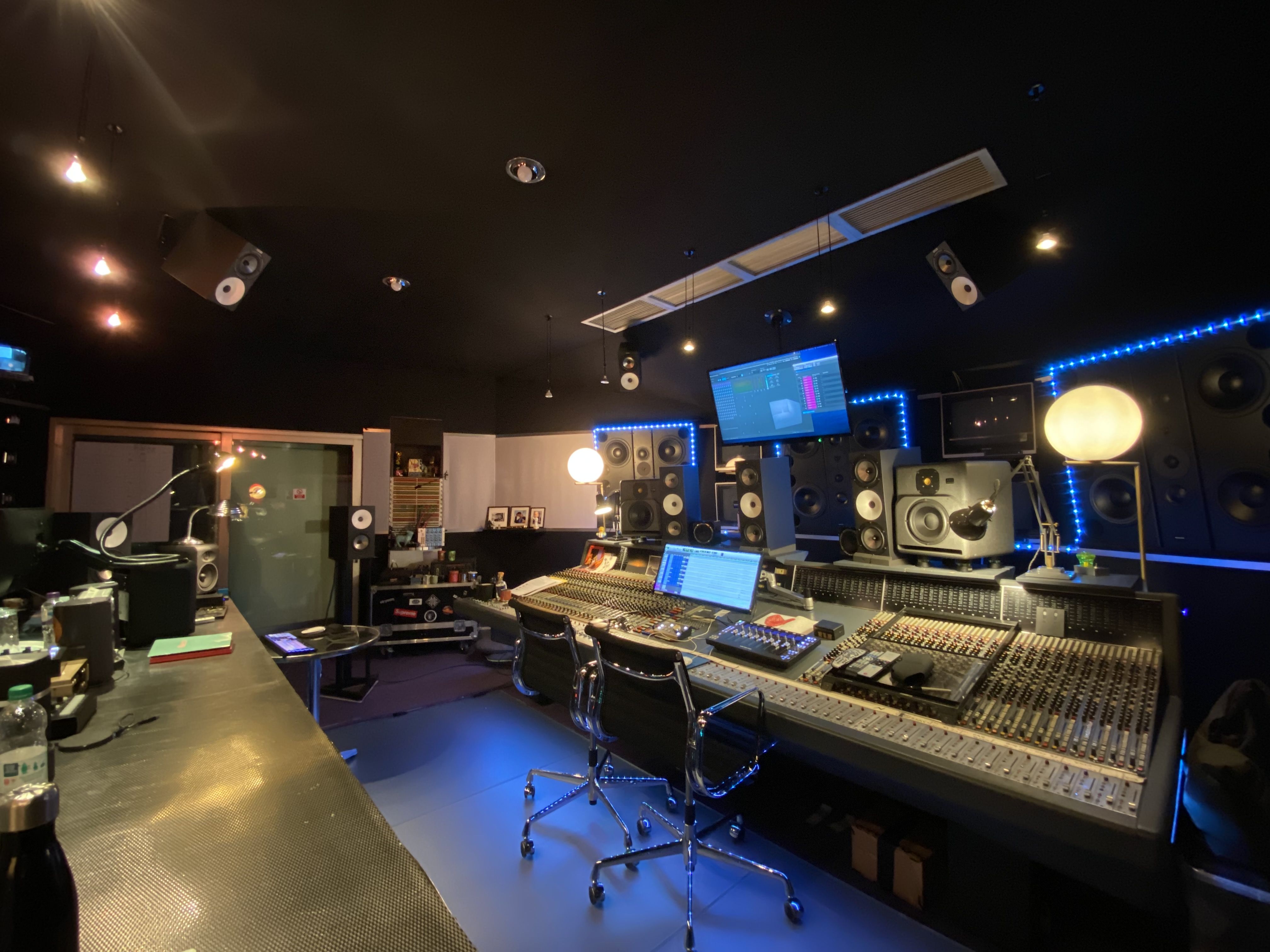 Full view of the 7.1.4 Atmos Setup in Fitzmaurice's studio