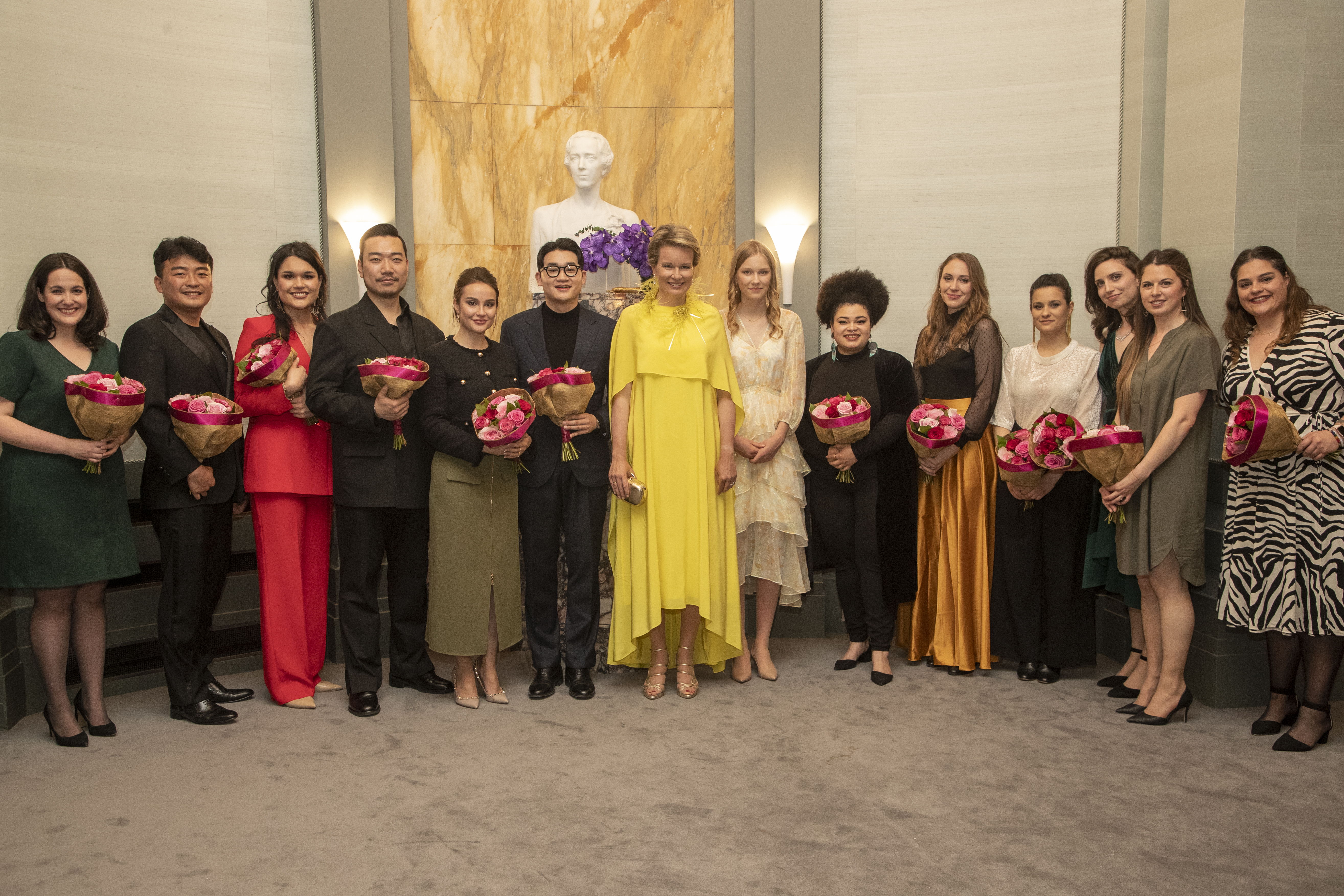 Queen Mathilde and Princess Eleonore with the finalists