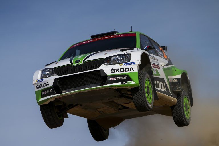 Jan Kopecký and co-driver Pavel Dresler secured a dominant win in WRC 2 at Rally Italia Sardegna, driving a ŠKODA FABIA R5