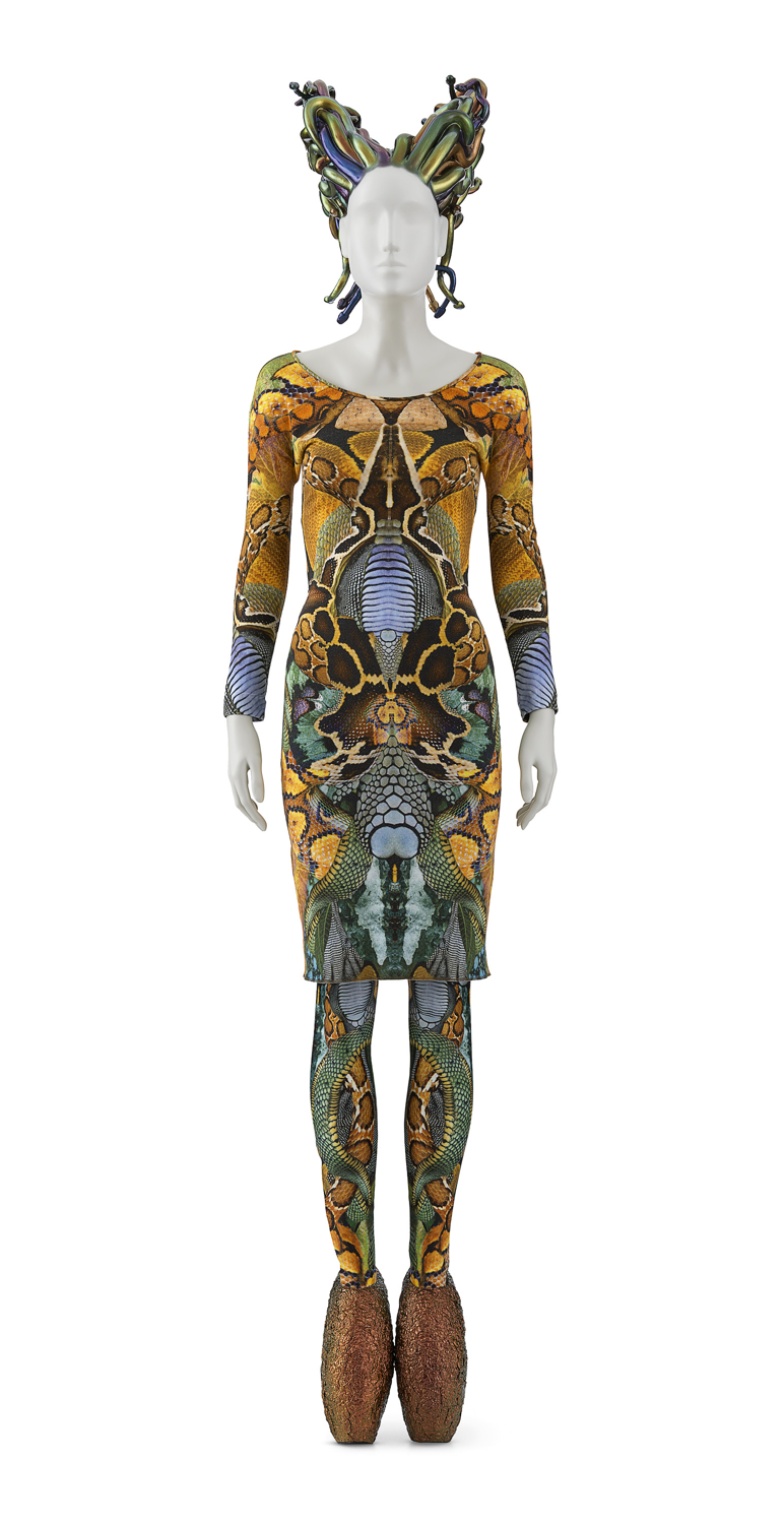 Lee Alexander McQueen (designer), Alexander McQueen, London (fashion house), Woman’s ensemble: dress and leggings 2009. Plato’s Atlantis collection, spring–summer 2010. Los Angeles County Museum of Art. Gift of Regina J. Drucker © Alexander McQueen © Museum Associates/LACMA.