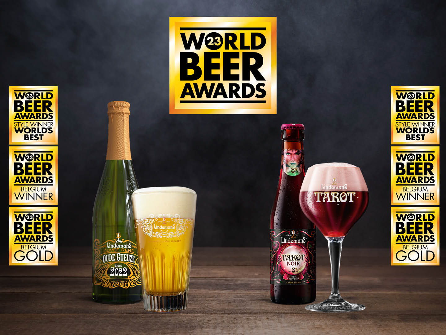Two gold medals for Lindemans at the final round of the World Beer Awards 2023