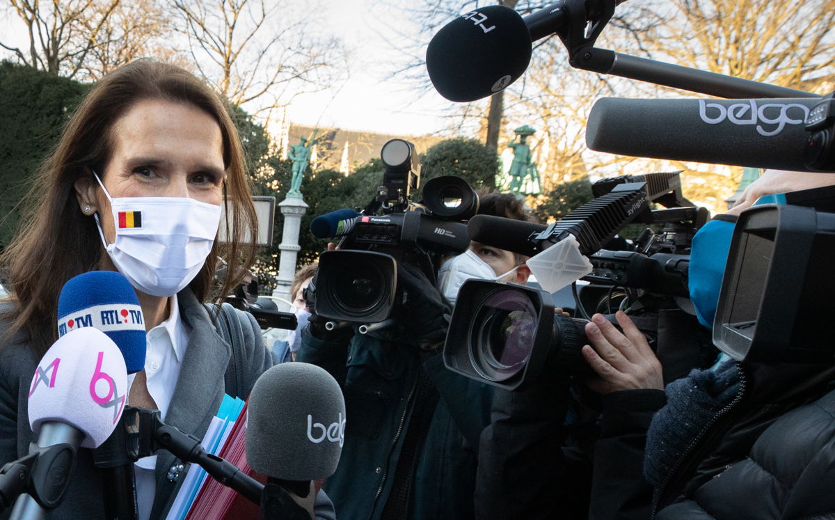 La ministre des Affaires étrangères Sophie Wilmès avant un Comité de concertation - 17/12/20 (© BelgaImage)