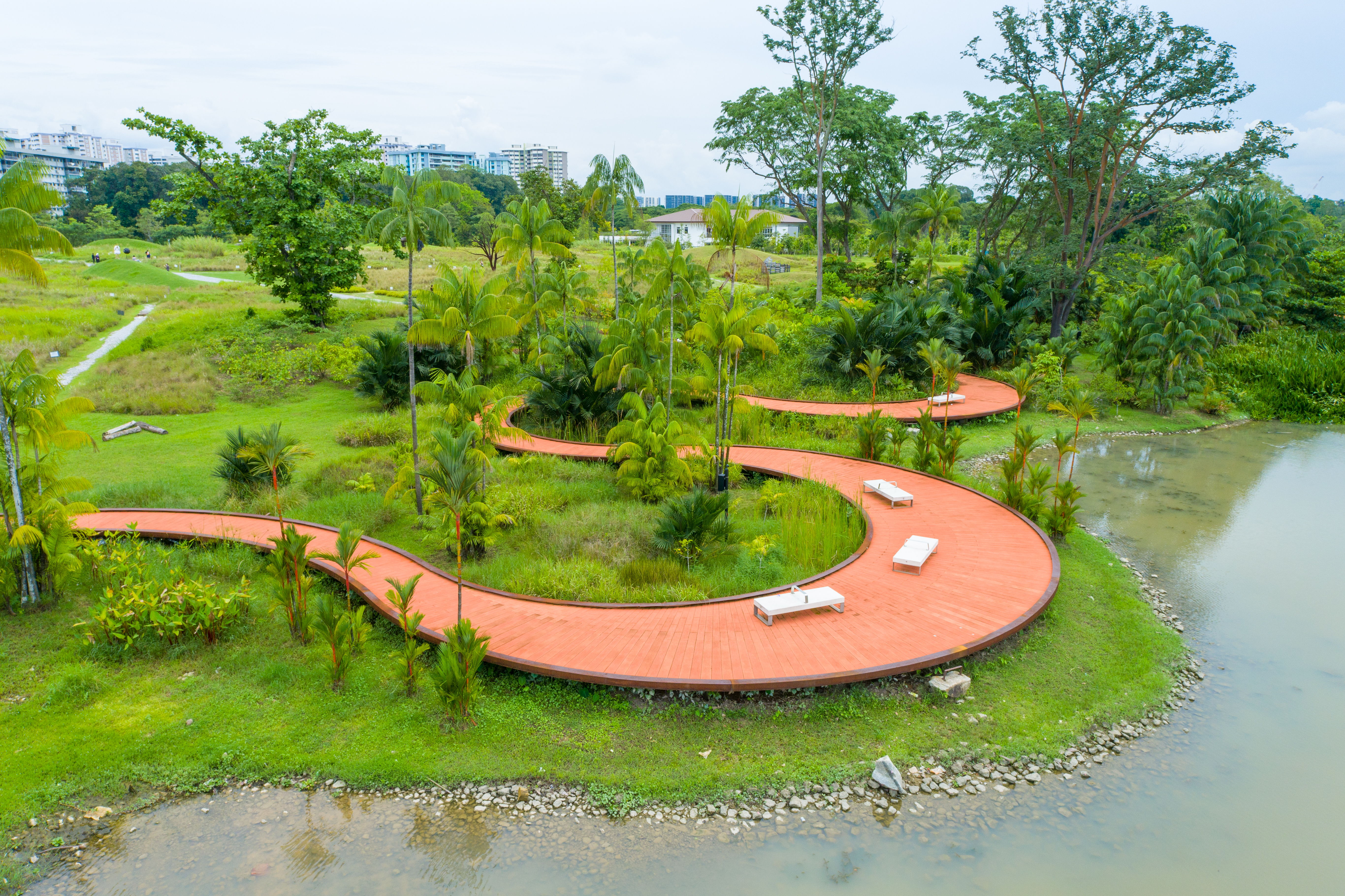 Lakeside Garden at Jurong Lake Gardens, designed by Ramboll Studio Dreiseitl and CPG Consultants. ​ Image licensed by Ramboll Studio Dreiseitl © 2021 Aerial Photography