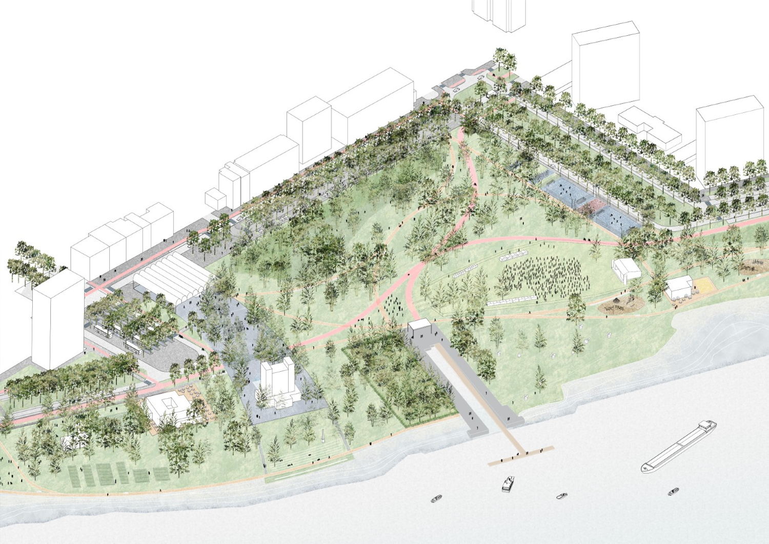 Conceptontwerp voor het Frederik Van Eedenplein bovenaanzicht ©Bureau Bas Smets
