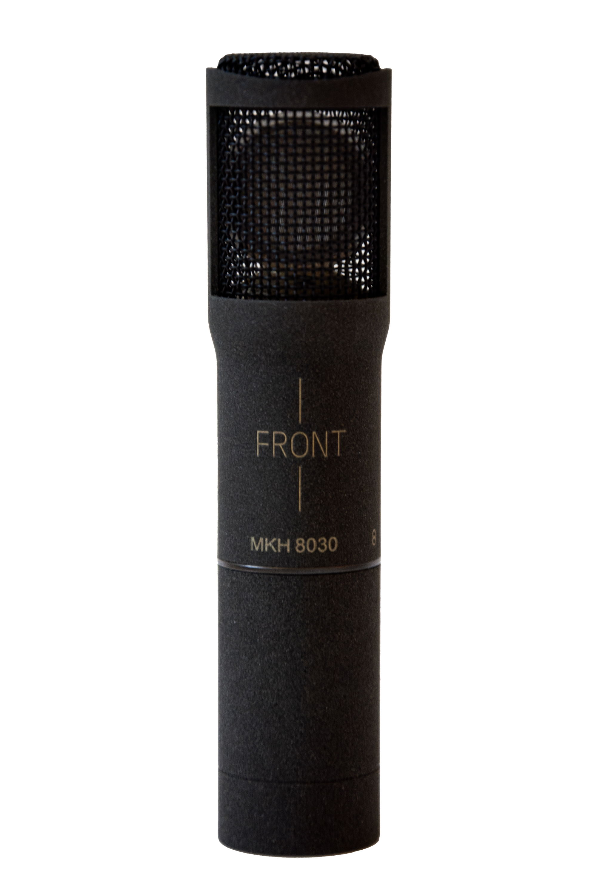 Le microphone à condensateur RF MKH 8030 avec une directivité en forme de 8 est extrêmement compact : 19/21 mm de diamètre et 93 mm de longueur, module XLR compris (photo d’aperçu uniquement)