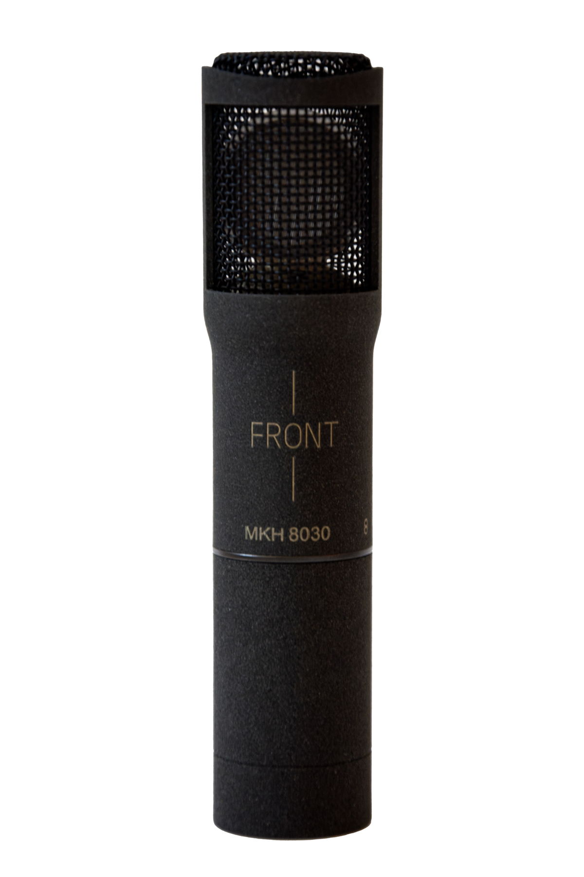 The MKH 8030 figure-of-eight RF condenser microphone is extremely compact with a diameter of 19/21 mm and a length of 93 mm including the XLR module (preview photo only)