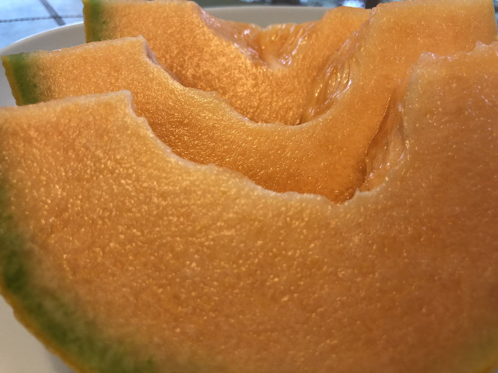 Sliced Rocky Ford Cantaloupe.