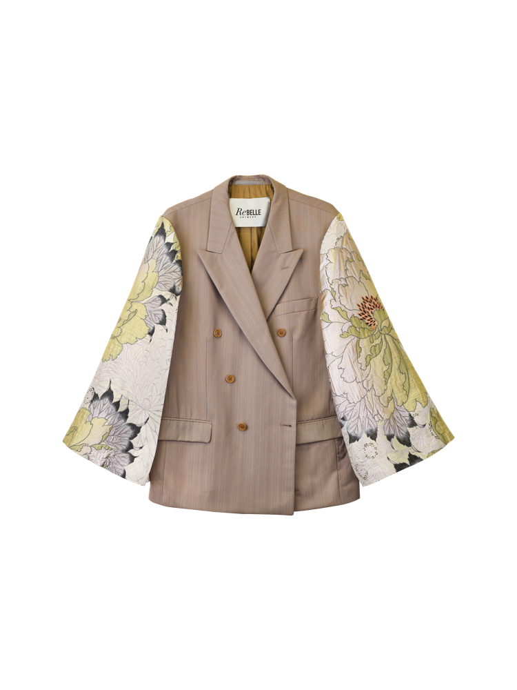 ReBELLE Antwerp_2024_Kimono Blazer Grey Beige Green Flowers_EUR249