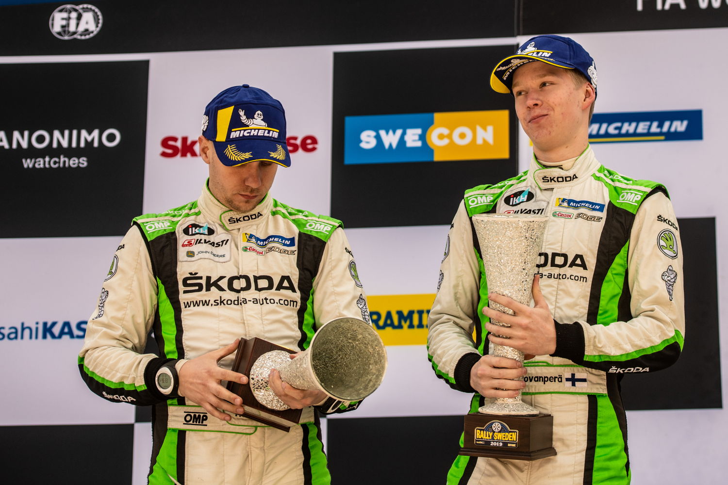 Kalle Rovanperä/Jonne Halttunen (ŠKODA FABIA R5)
are currently second overall in the WRC 2 Pro category
standings