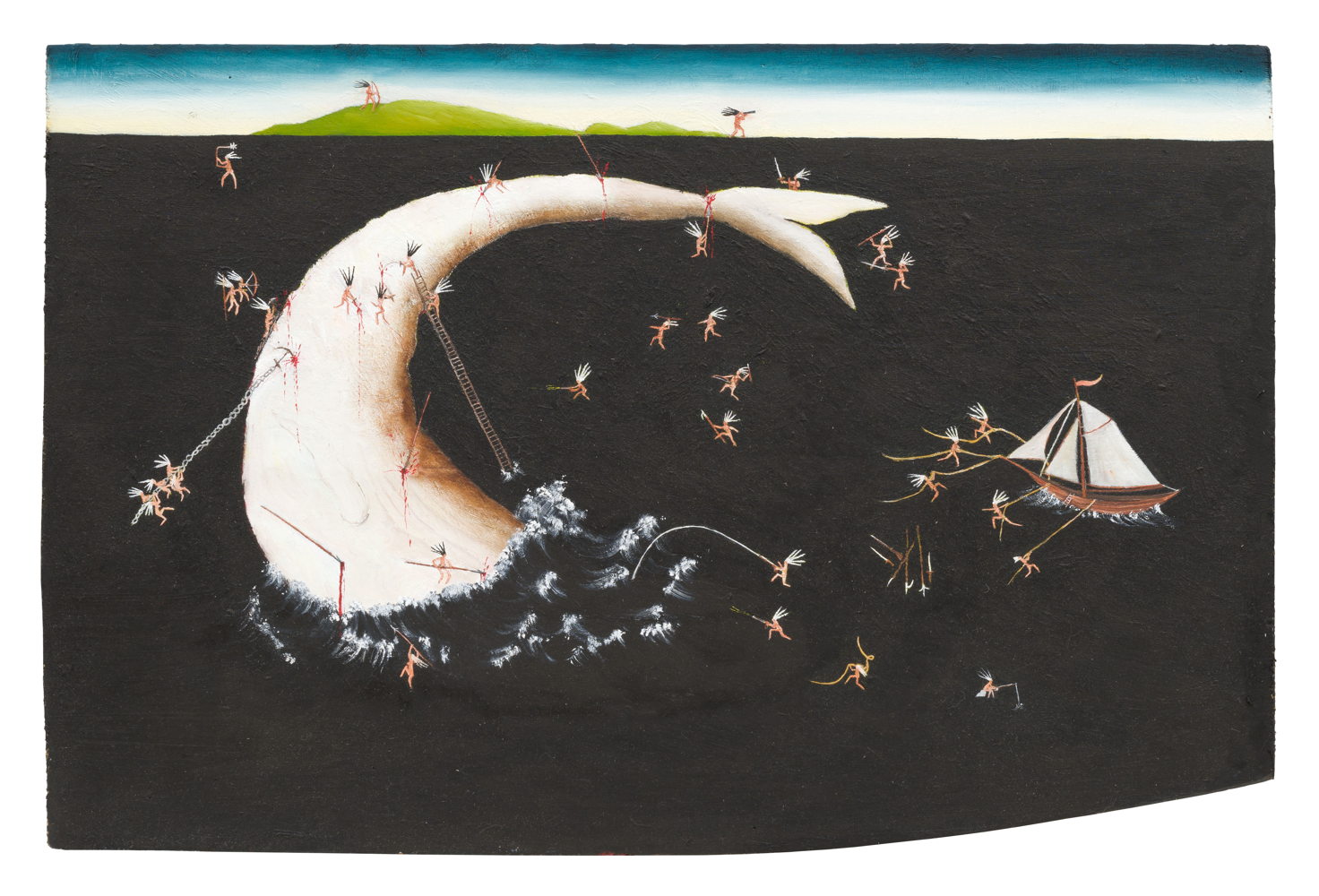 ELINE VANSTEENKISTE The Big Fish, 2024 oil on wooden panel 33 x 49.5 cm. Courtesy Tim Van Laere Gallery, Antwerp-Rome
