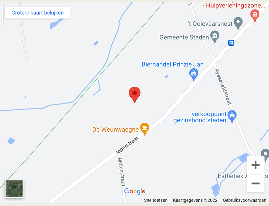 Locatie boomplantactie gemeente Staden op 04/12/2022