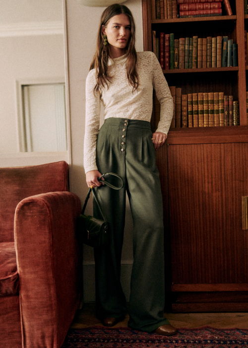 Sézane - Pantalon CESAR Kaki fonce - 135€