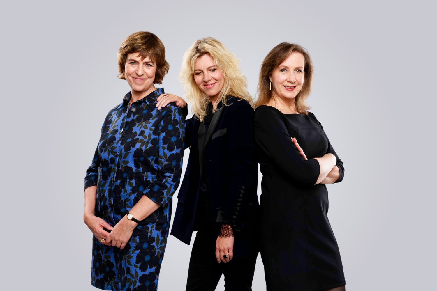 Klara Live-presentatoren Nicole Van Opstal, Lies Steppe en Sylvia Broeckaert – © VRT
