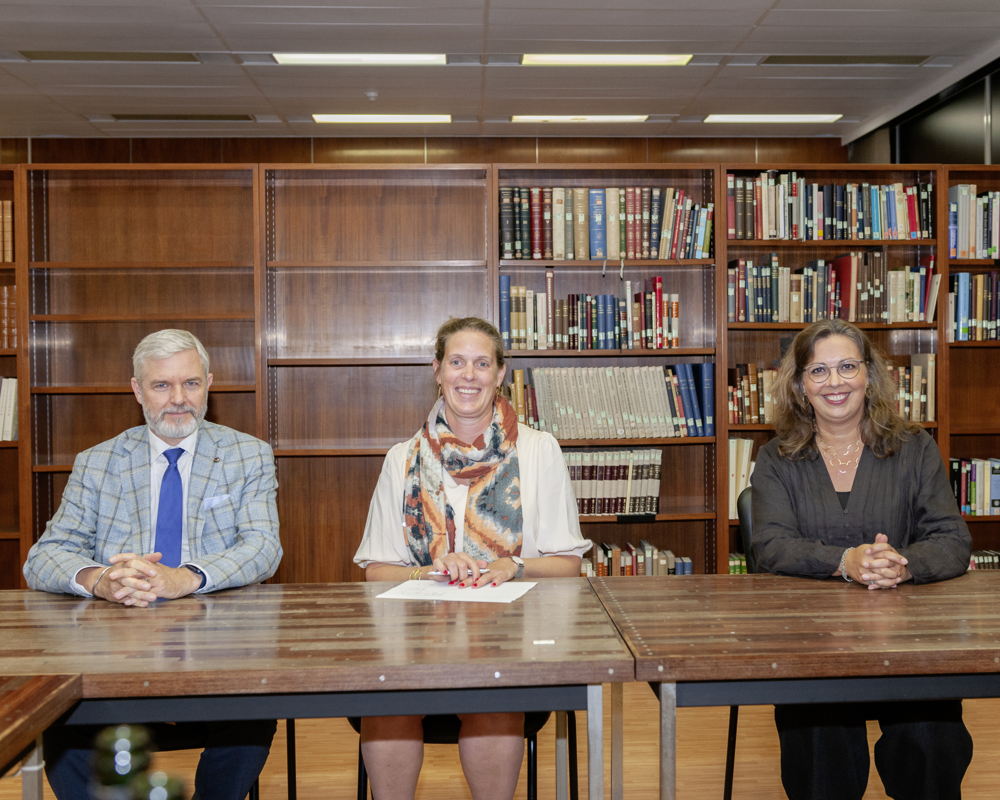 Dennis Cluydts (Algemeen Directeur EhB), Sara Lammens (Algemeen Directeur KBR), Olivia Wahnon de Oliveira (Directeur CrB)
