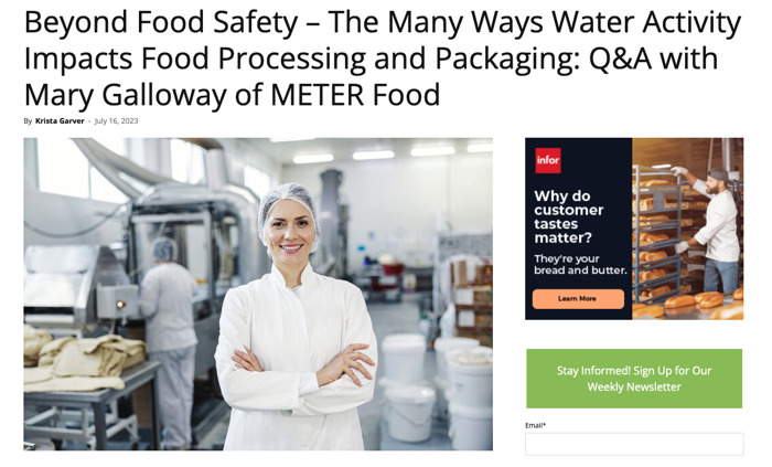 Beyond Food Safety – The Many Ways Water Activity Impacts Food Processing and Packaging: Q&A with Mary Galloway of METER Food
