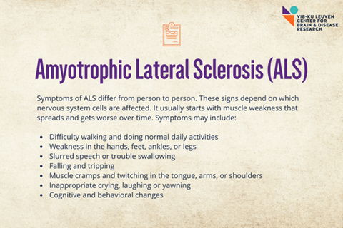 Common symptoms of Amyotrophic Lateral Sclerosis (ALS)