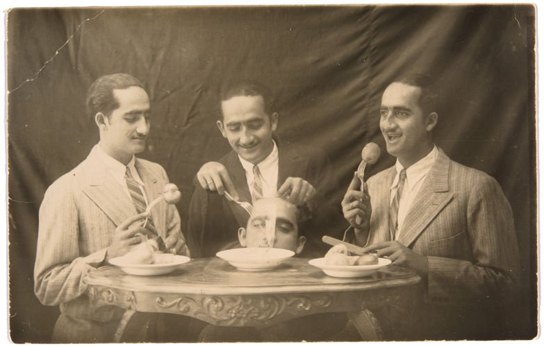 Mr. Skaff in four different positions. Taken by an unidentified photographer in 1924 in Bethlehem, Palestine. Gelatin silver developing-out paper print, 8.8 x 13.9 cm. 0031ka00004, 0031ka – Yacoub Katimi collection, courtesy of the Arab Image Foundation, Beirut.