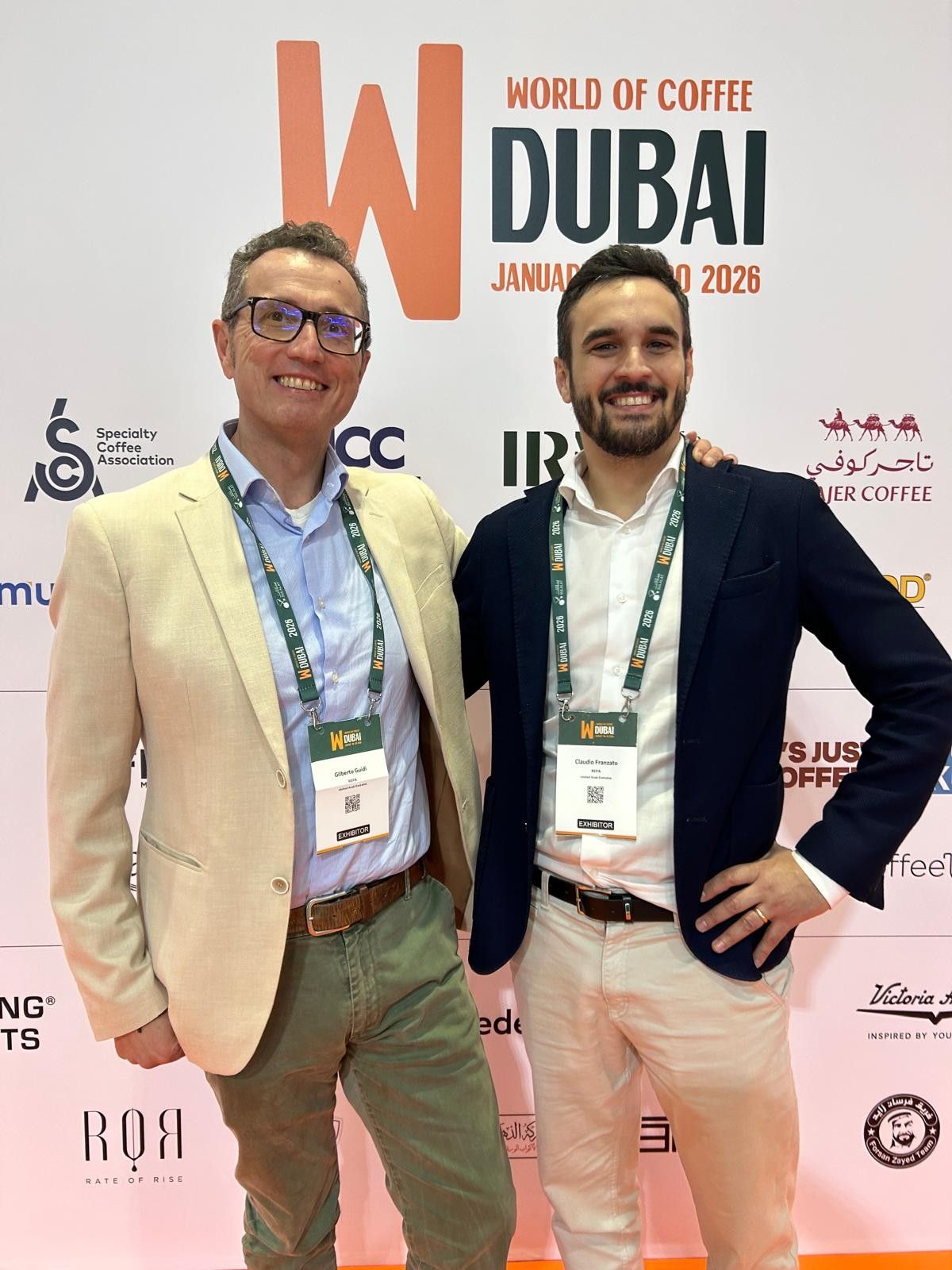 Gilberto Guidi, Group Director Professional Coffee and Claudio Franzato, Key Account Manager at WOC Dubai 2026